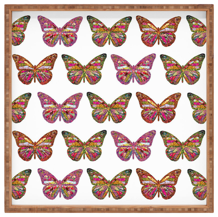 Bianca Green Butterflies Fly Square Tray