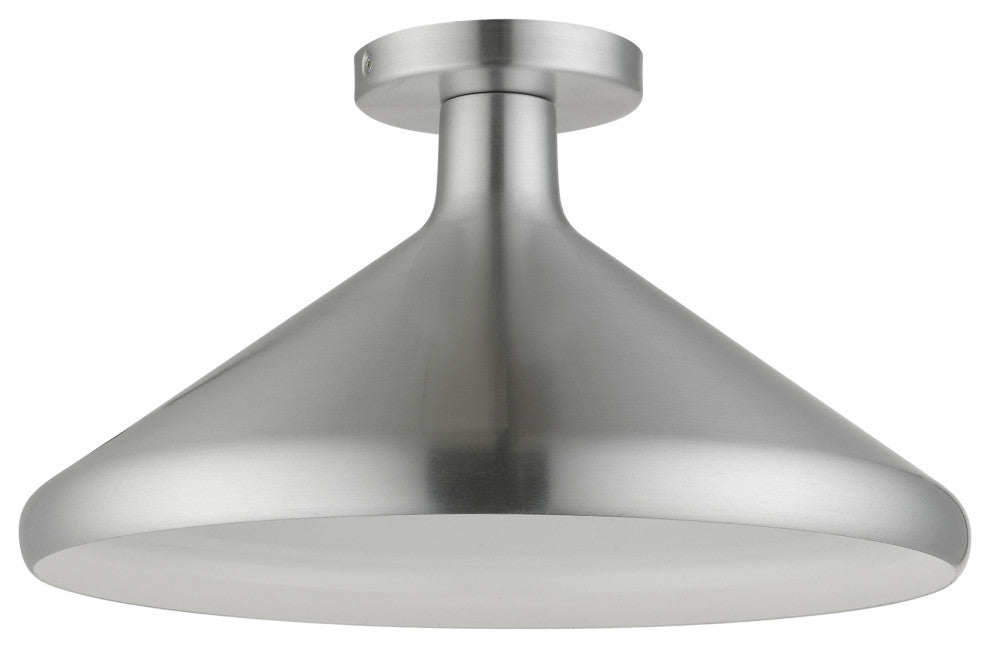 Livex Lighting 1 Light Brushed Aluminum Semi-Flush Mount