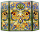 BARDOT, Tiffany-glass Victorian 3pcs Folding Fireplace Screen, 40" Wide