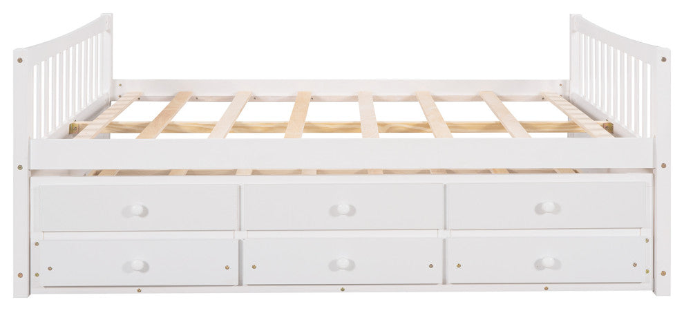 Gewnee Full size Daybed with Twin size Trundle and Drawers in White