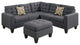 Benzara BM168743 4 Pieces Sectional With Cocktail Ottoman and Pillows, Gray