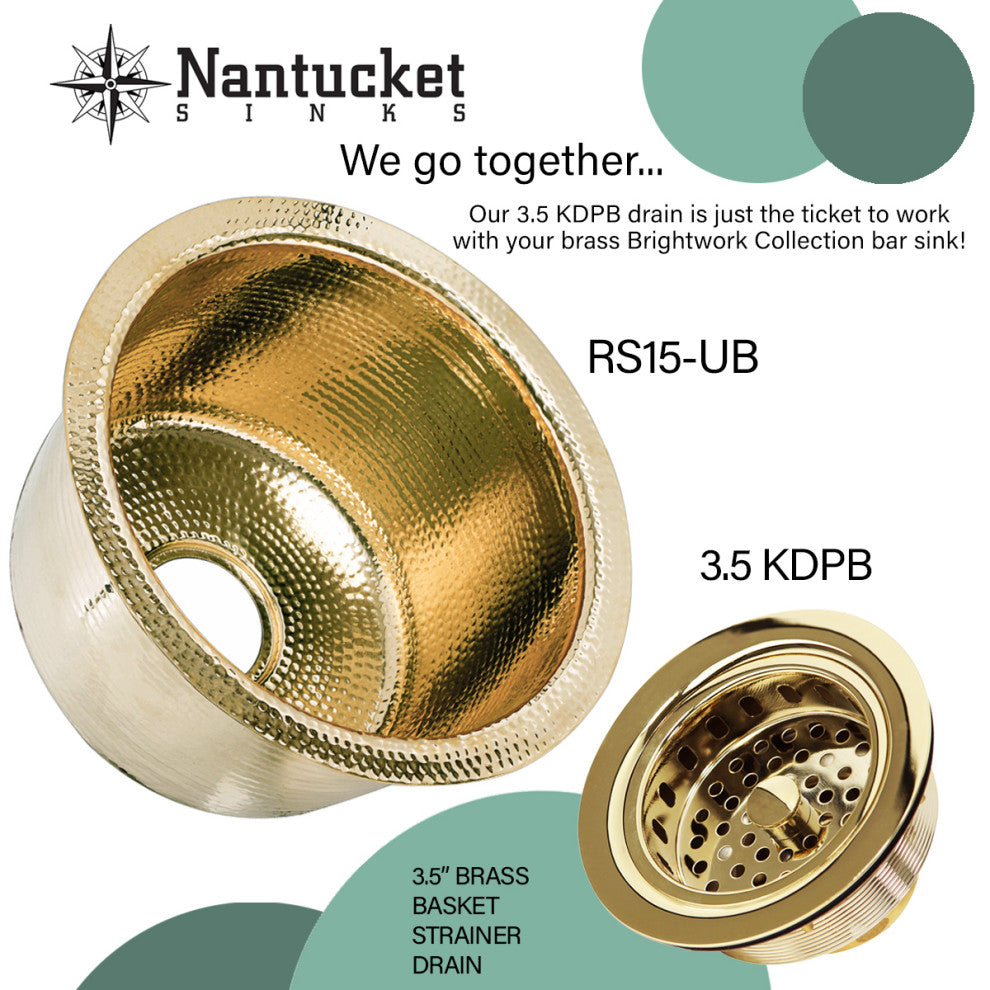 Nantucket Sinks'' 15" Hand Hammered Round Bar Sink, Rs15-Ub