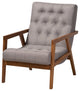 Tybin Gray Fabric Walnut Wood Armchair