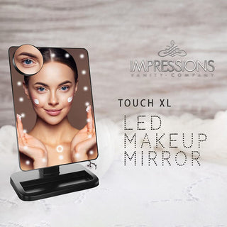 Touch XL Dimmable LED Makeup Mirror with Detachable 5X Mirror, Black