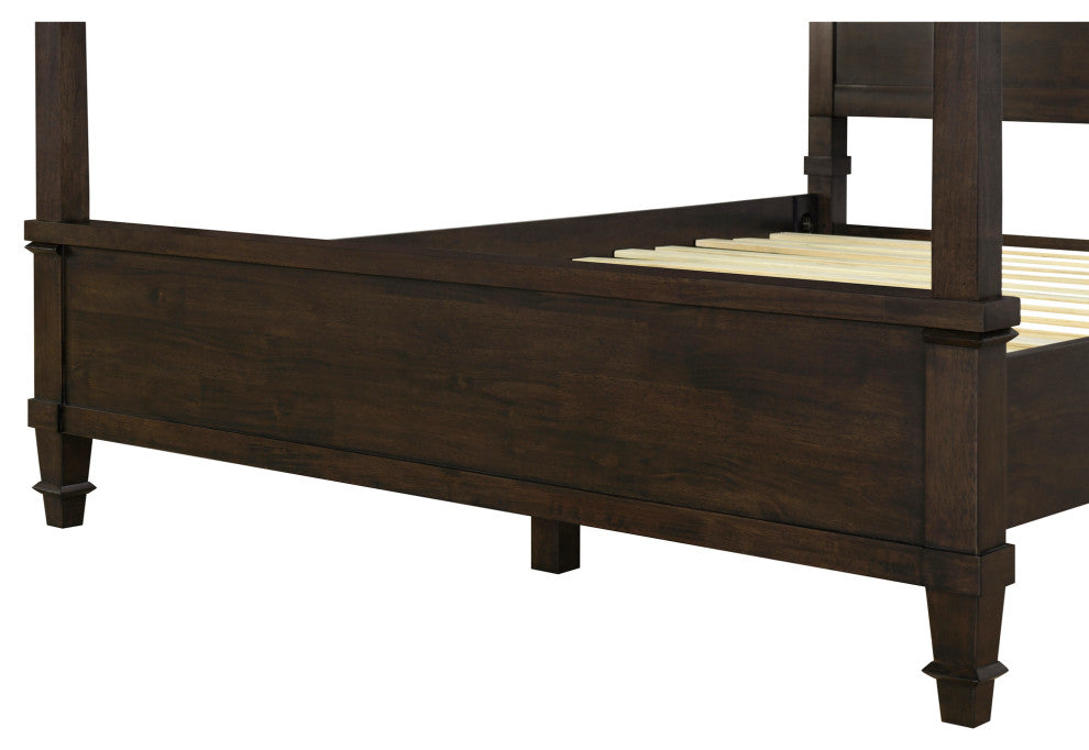 Martha Stewart Kenna Bed, Console Table, Nightstand, Dark Coffee, Bed-Queen Size