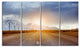 Straight Road under Blue Sky, Large Landscape Canvas Art, 48"x28", 4 Panels
