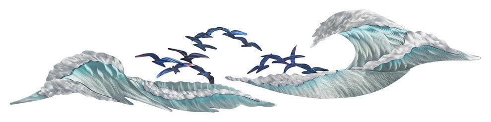 Coastal Home Decor 'Ocean Waves I' - Nautical Waves Art on Stainless Steel