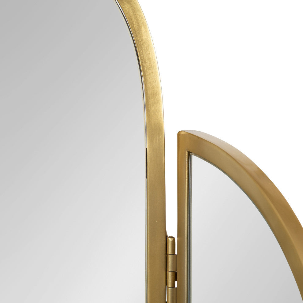 Amoli Tri-Fold Arch Mirror, Gold, 28x28