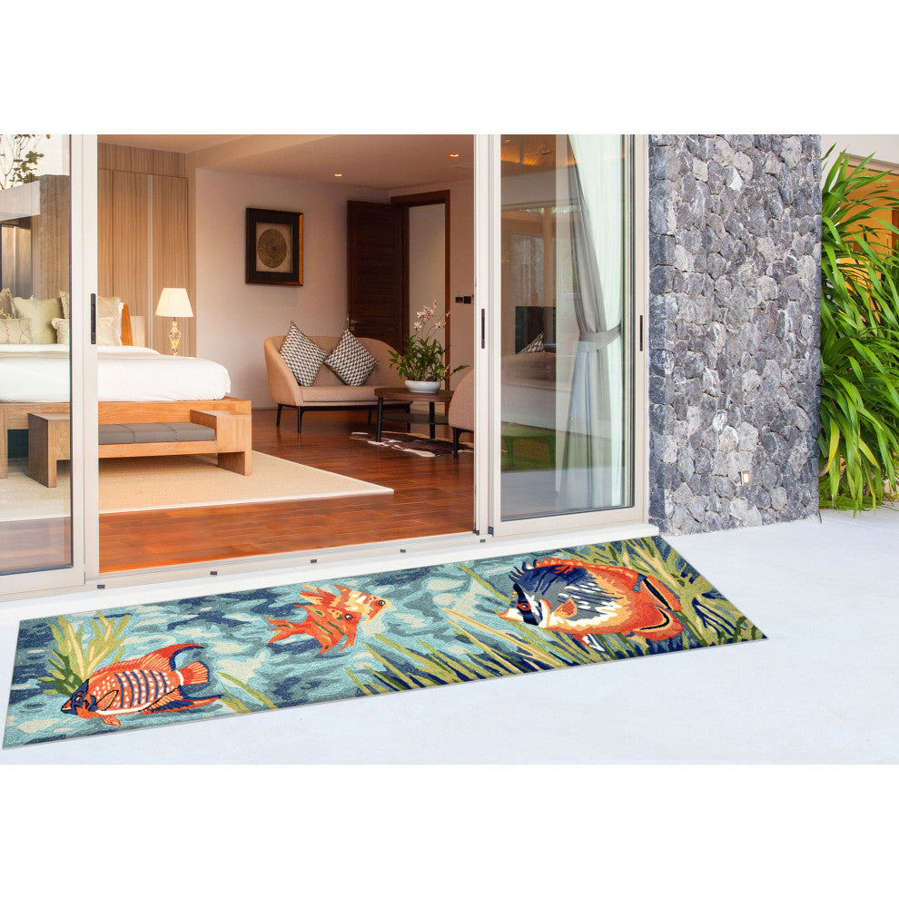 Ravella Tropical Fish Indoor/Outdoor Rug, Ocean, 2'x8'
