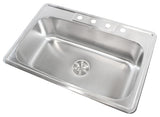 33" Topmount Drop-In Stainless Steel Kitchen Sink With Silicone Colander
