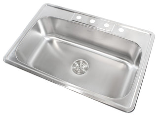 33" Topmount Drop-In Stainless Steel Kitchen Sink With Silicone Colander