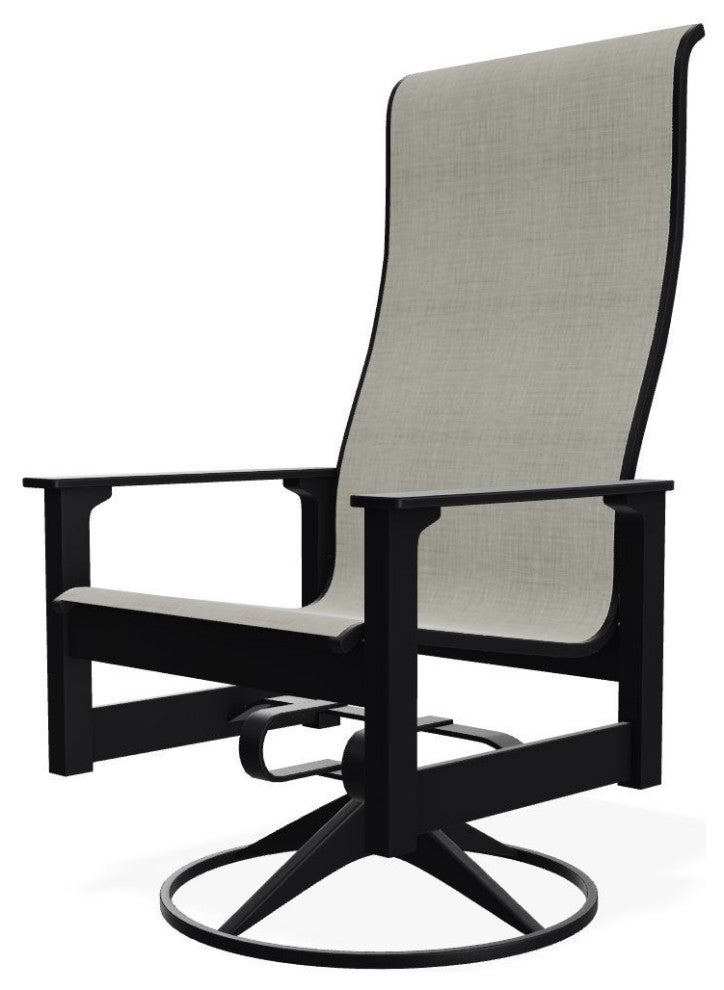 Leeward Sling Outdoor Swivel Rocker, Ella/Black