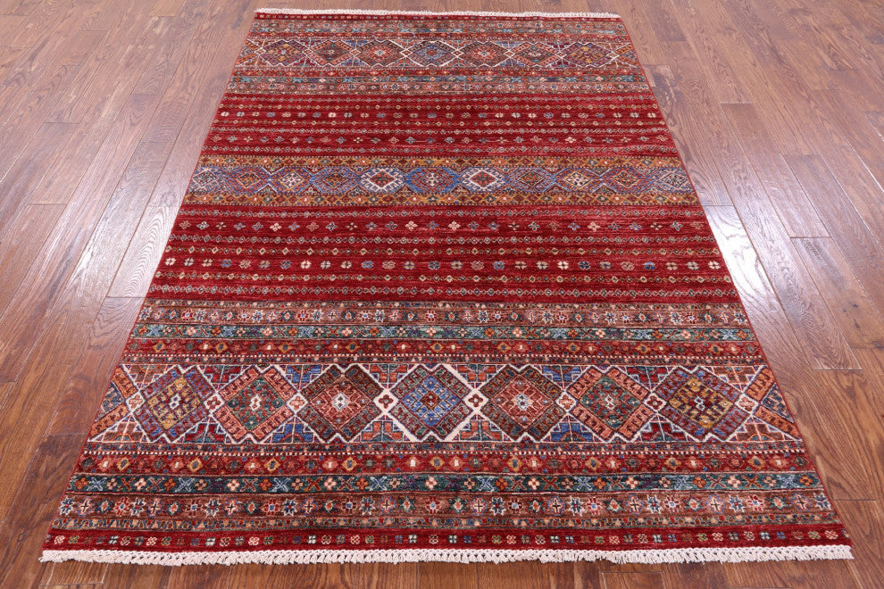 5' 7" X 7' 10" Super Kazak Khorjin Hand Knotted Rug - Q12926
