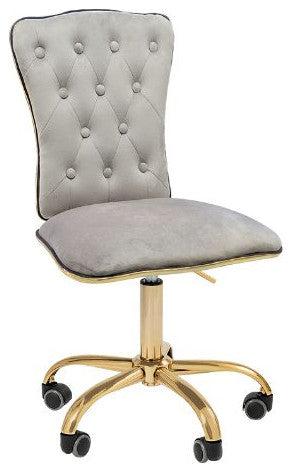 Elise Tufted Vanity Chair, Cool Gray
