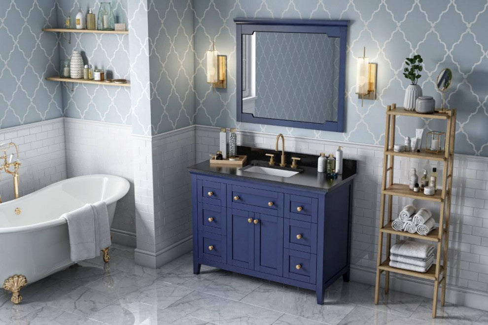 Chatham Traditional 48" Hale Blue Single Sink Vanity, Black Granite Vanity Top