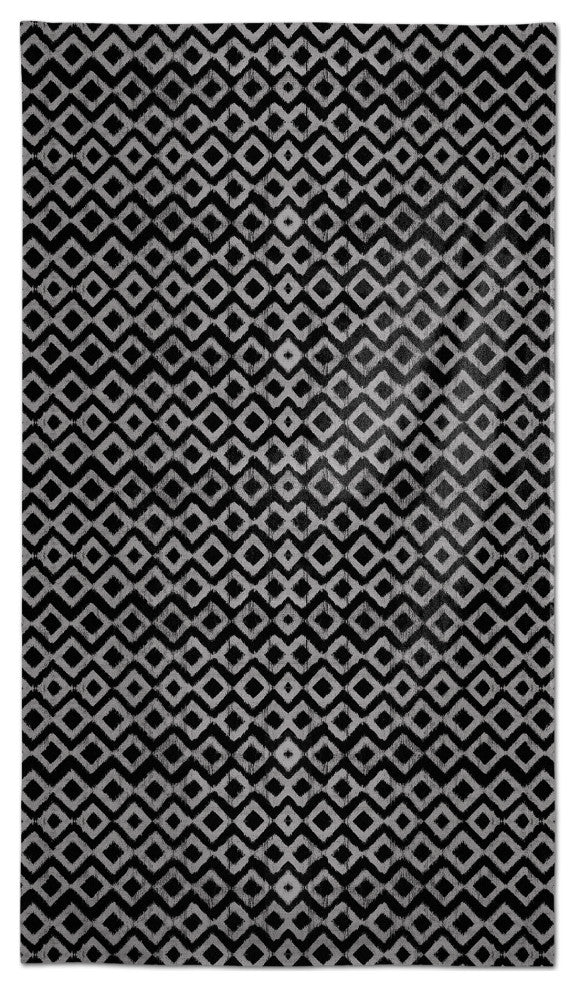 Distressed Diamonds Black 58x102 Tablecloth