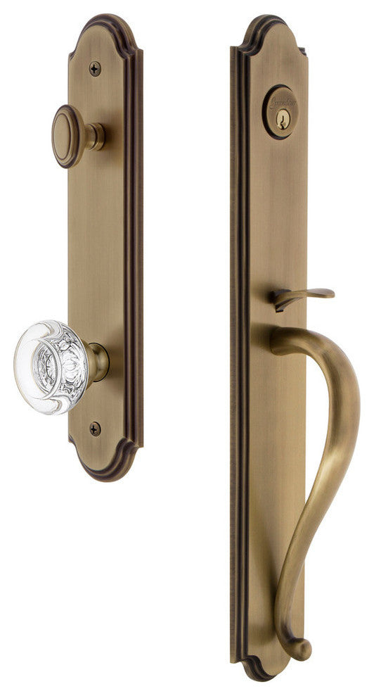 Arc 1-Piece Dummy Handleset, S Grip and Bordeaux Knob, Vintage Brass, 848438