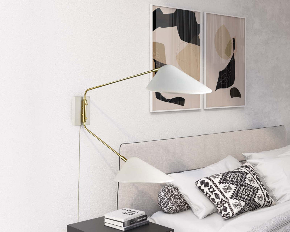 Sconce Wall Lamp Light Fixture, White, Metal, Modern Cafe Bistro Hospitality