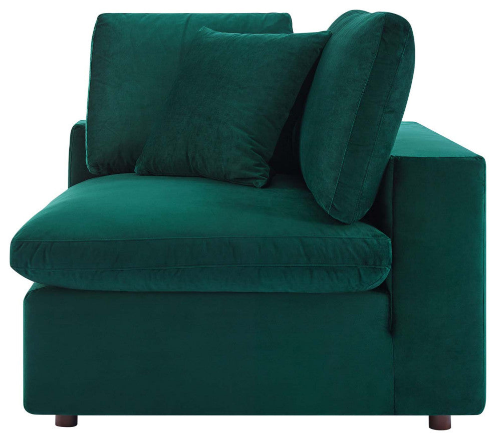 Sectional Sofa Set, Velvet, Green, Modern, Living Lounge Hotel Lobby Hospitality