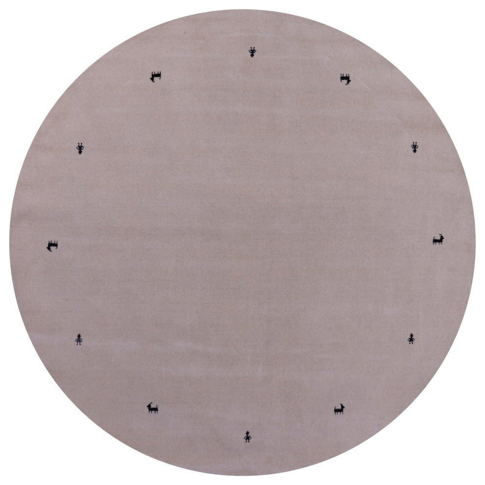 8' Round Persian Gabbeh Handmade Wool Rug - Q15231
