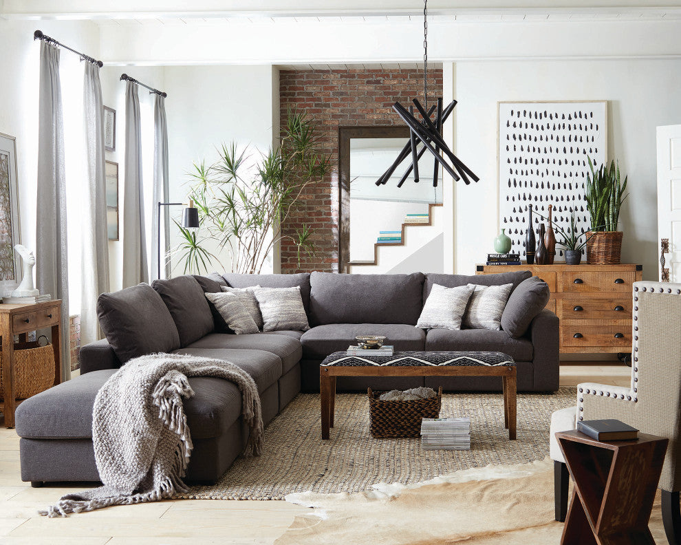 Upholstered Corner Sofa, Charcoal Finish