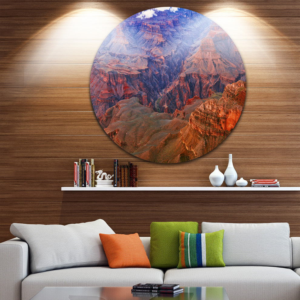 Blue And Red Grand Canyon View, Landscape Round Wall Art, 11"