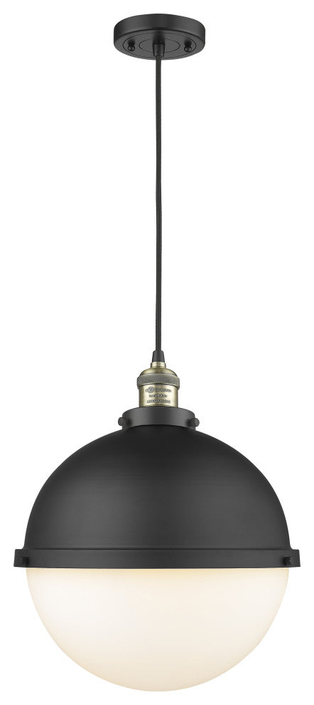 Innovations 201C-BAB-HFS-121-BK-LED Hampden 1 Light Pendant, Matte Black