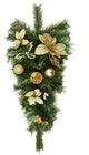 Unlit Decorated Teardrop, Gold Poinsettias 50 Tips, 24"