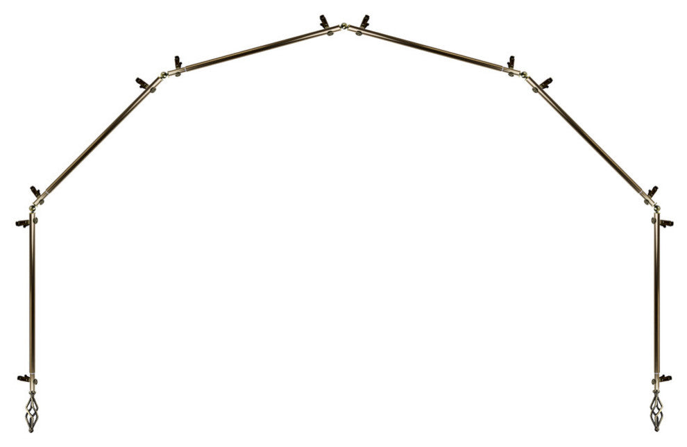 Vinci 13/16" 6-Sided Bay Window Curtain Rod, Antique Brass