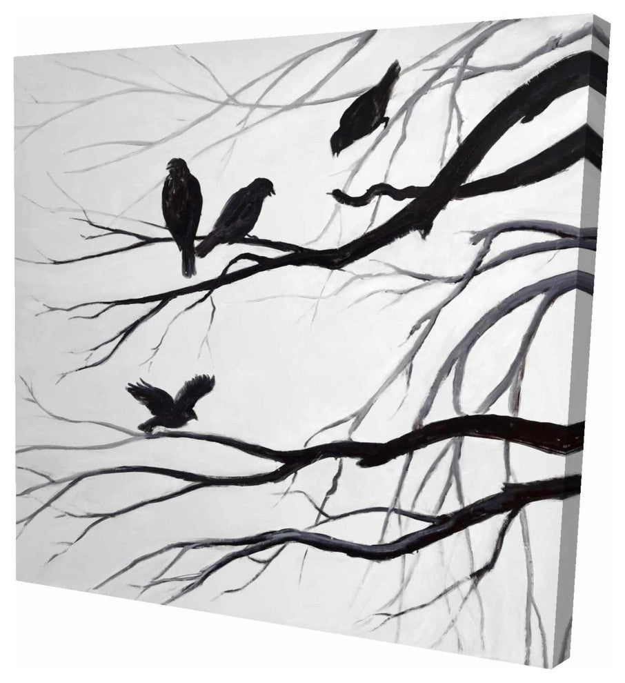 Silhouette of Birds, Fine Art Gallery Wrapped Canvas, 24"x24"