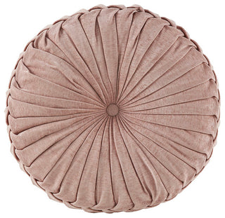 Pleated Poly Chenille Round Floor Pillow Seat Cushion, Blush