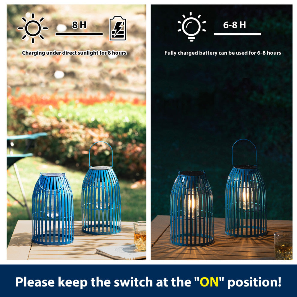 Metal Woven Solar Powered Hanging Lantern, 2-Piece Set