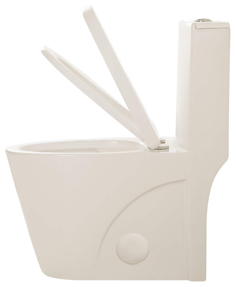 Fine Fixtures Dual-Flush Elongated One-Piece Toilet With High Efficiency Flush, Biscuit