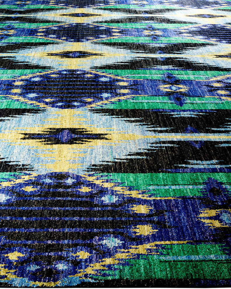 Modern, One-of-a-Kind Handmade Area Rug Black, 12' 5" x 11' 10"