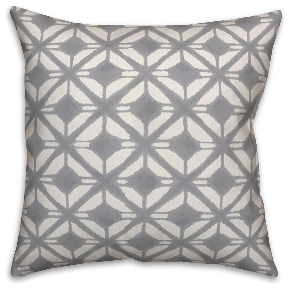 Gray Watercolor Diamond 18x18 Throw Pillow