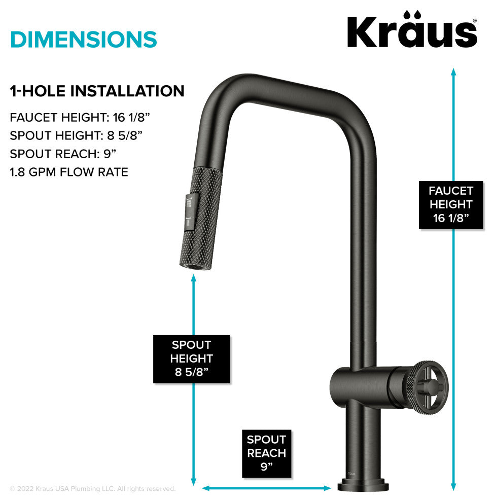 Urbix Bridge Kitchen Faucet, Black Stainless, Kpf-3126sb
