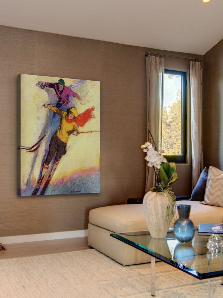 "Downhill Skiing" Painting Print on Canvas by McClelland Barclay