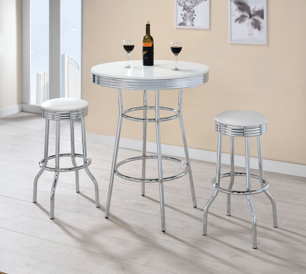 30" Round Bar Table, White