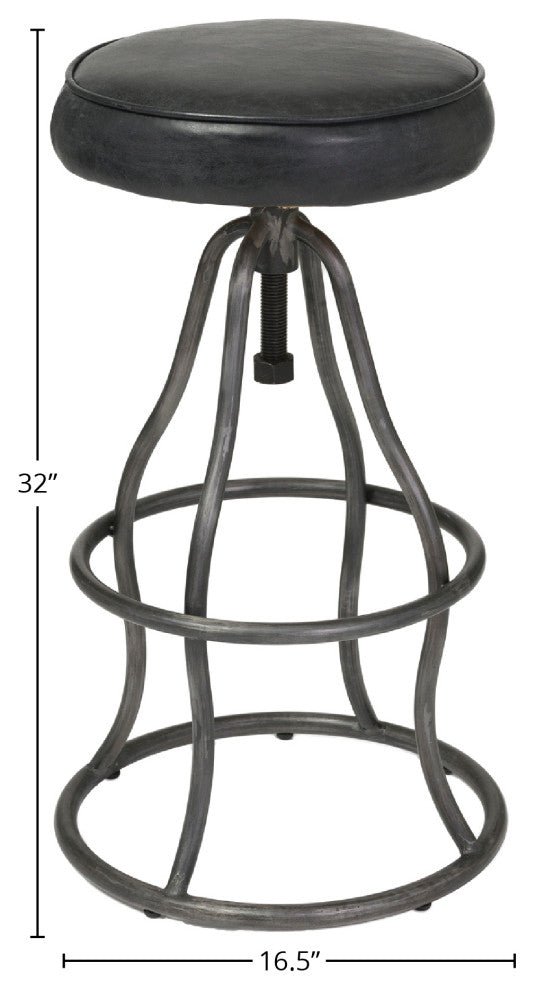 Bowie Bar Stool - Distressed Black Leather