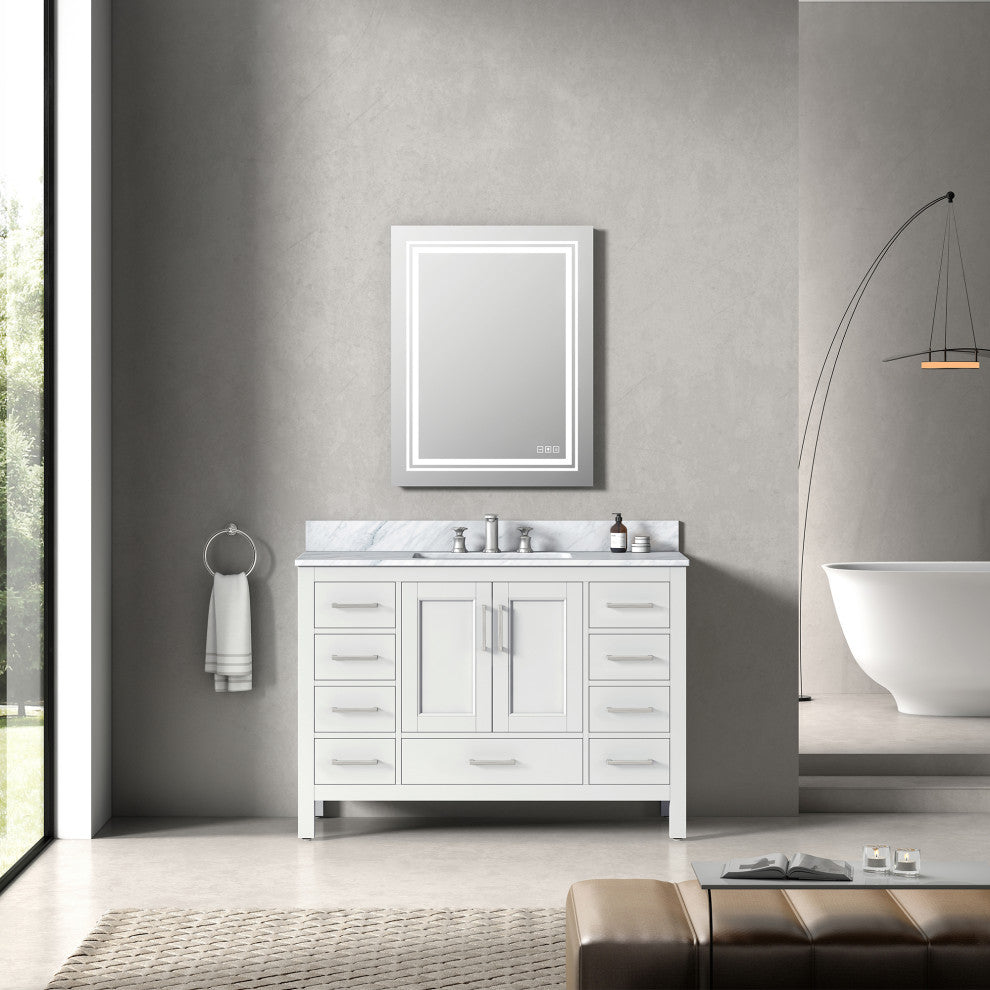 48 inch Plywood Freestanding Bathroom Vanity Set with Drawer and Doors, Matte White