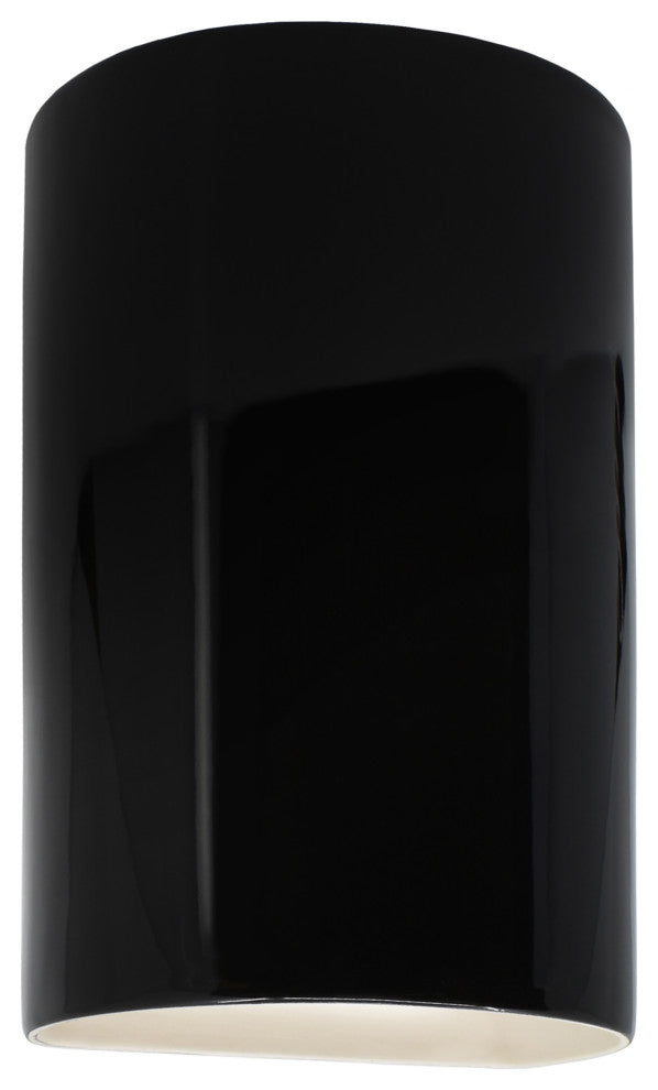 Ambiance, Small Cylinder, Open Top & Bottom Wall Sconce, Gloss Black