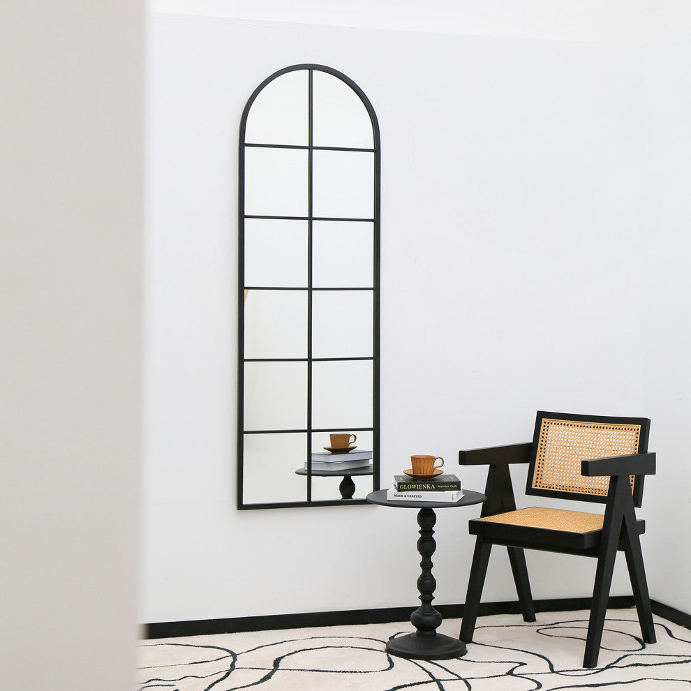 Metal Large Arch Window Pane Wall Mirror