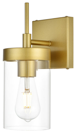 1 Light Brass And Clear Bath Sconce
