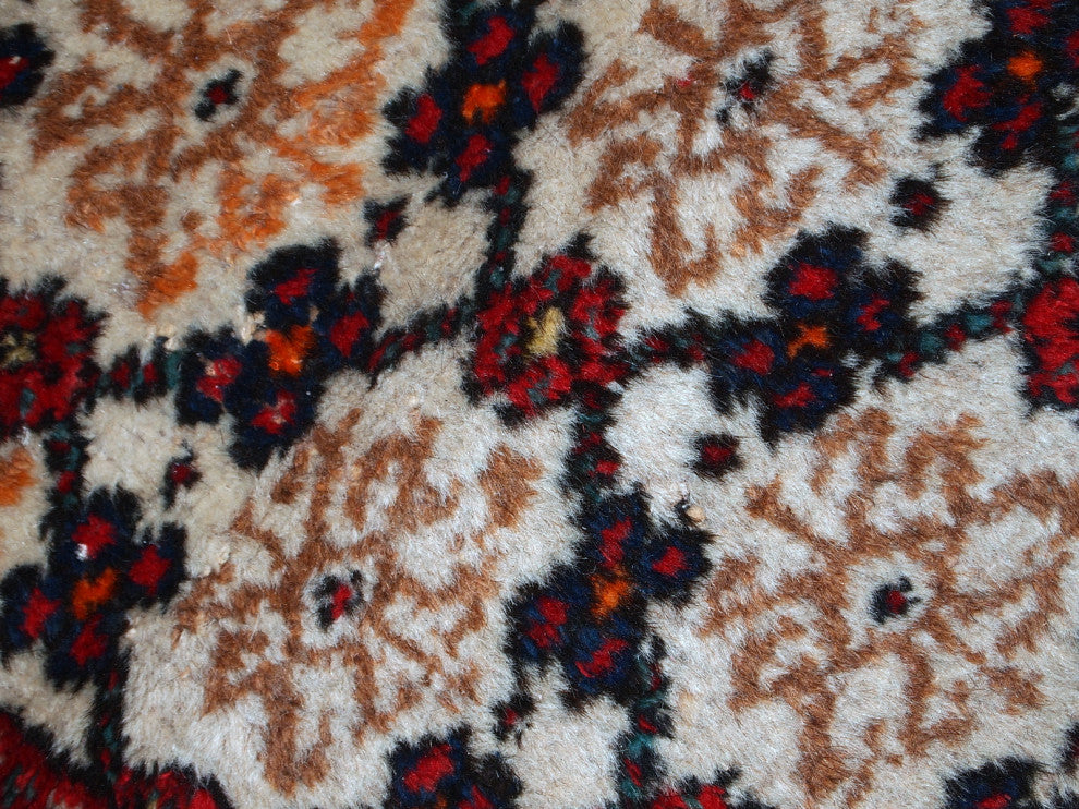 Handmade vintage Persian Hamadan runner 2.6' x 6.8' ( 80cm x 207cm ) 1960s