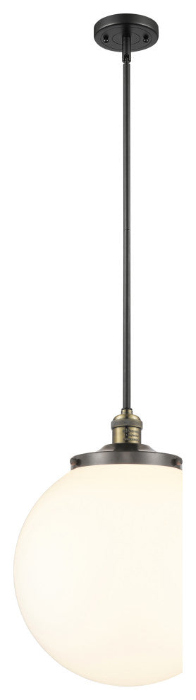 Beacon Pendant, Black Antique Brass, Matte White
