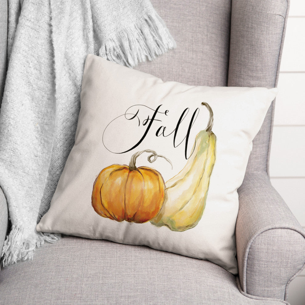 Fall Pumpkin and Gourd 2 18x18 Spun Poly Pillow