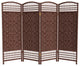 4' Tall Fiber Weave Room Divider, Dark Red, 4 Panels