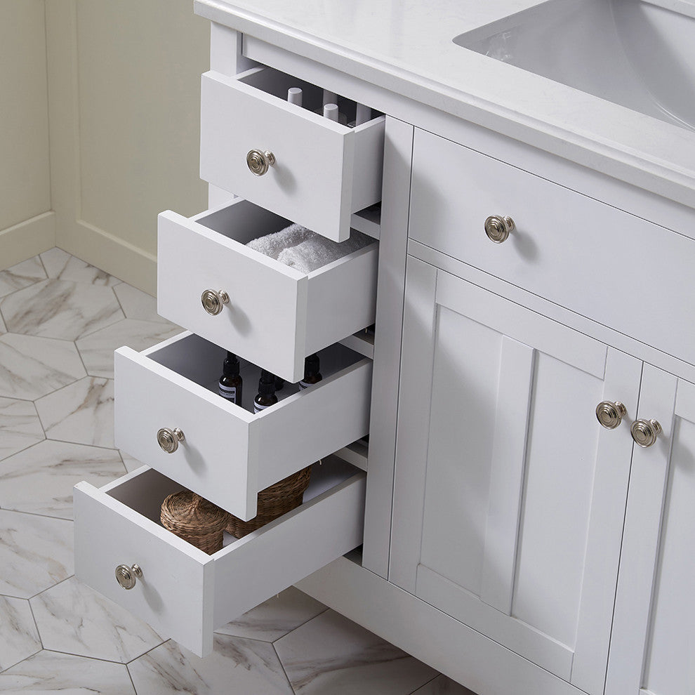 Newcastle Single Vanity, White, 42 in, Single Sink