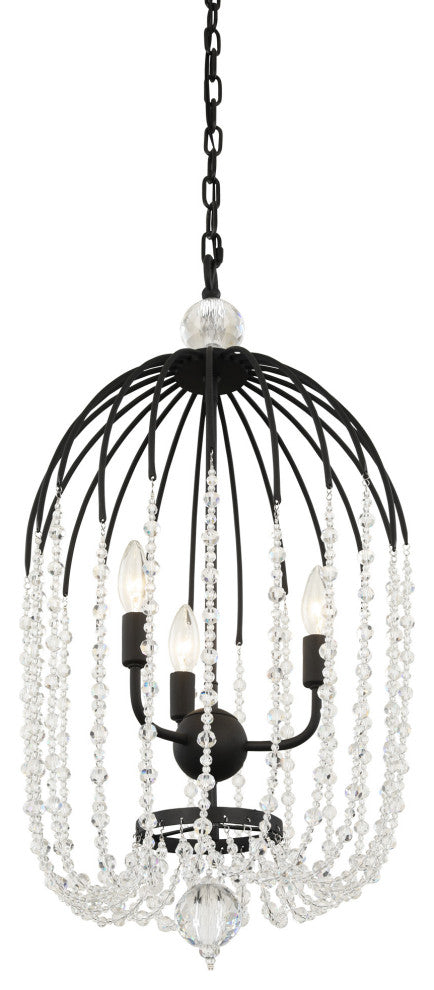 Varaluz 343F03 Voliere 3 Light 15"W Taper Candle Pendant - Matte Black