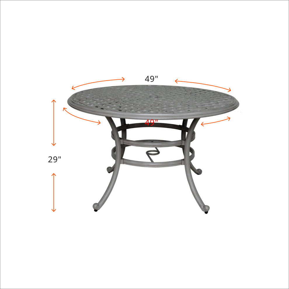 Venice Aluminum 49" Round Dining Table, Ashen Wheat